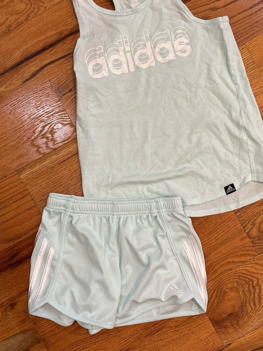 adidas Light Mint Girls Athletic Tank & Shorts Set